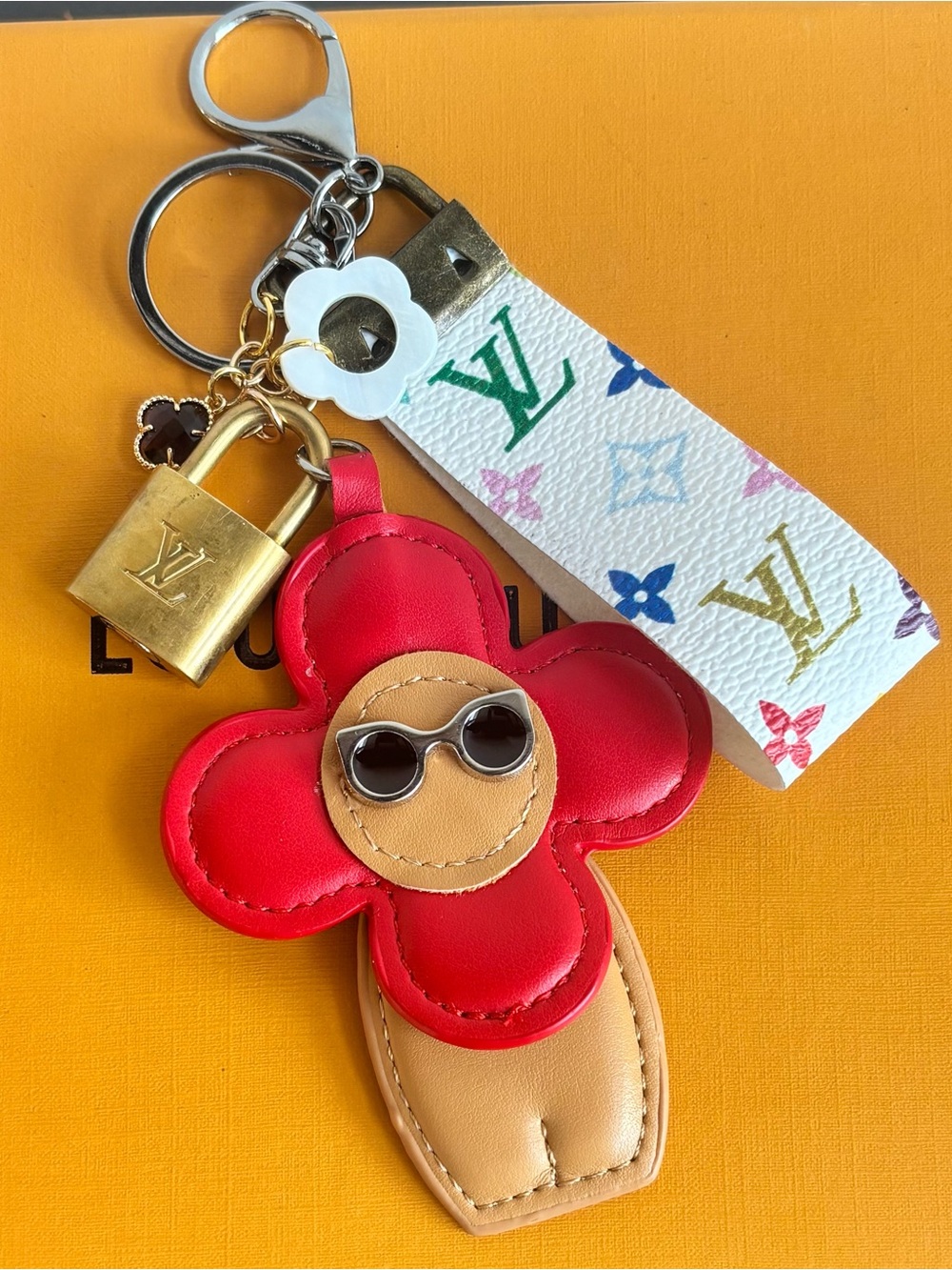 Louis Vuitton Brass Lock #342, Bag Charm,Vivienne Flower Body,Key Chain, 7.25 in - Picture 1 of 5